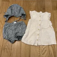 H&M ベビー服 3点セット 80cm 花柄 ボンネット