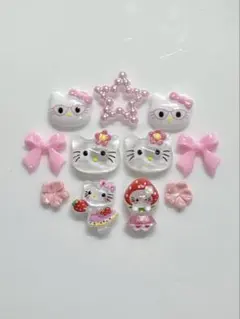 ネイルパーツ　キティ　ピンク　６個　おまけパーツ付き♡