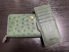 BARCOS GLウォレット オーストリッチレザー長財布 キプロスグリーン　新品