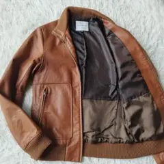 美品✨ナノユニバース レザージャケット ゴートスキン ペイズリー ブラウン S