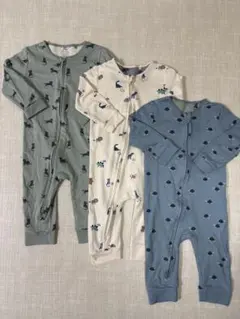 Next babyジップ開閉動物柄ロンパース 3枚セット