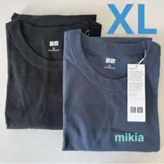 ユニクロ　UNIQLO クルーネックTシャツ XL 半袖　メンズ　黒青　2枚