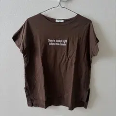 Samansa Mos2 blue ロゴ刺繍 Tシャツ ブラウン