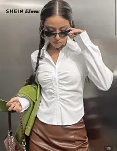 SHEIN シャツ ホワイト 無地のサムネイル