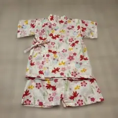 花と金魚柄 甚平 90cm 綿100%