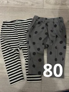 UNIQLO GU レギンス　ドット　ボーダー　グレー　まとめ売り　80 保育園