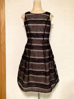 ☆ANAYI☆アナイ☆スパンコール☆ベージュ×ブラック☆ワンピースドレス