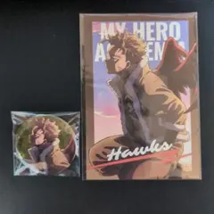 ヒロアカ　ヒーロープラザ　ホークス　缶バッジ　ポストカード　セット
