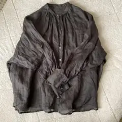 IENA SLOBEリネン ダーチャコールグレー長袖シャツ