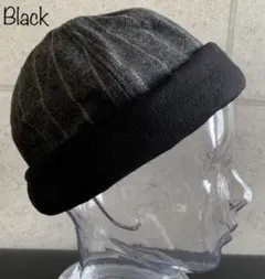 送料込 特価 フィッシャーマン メルトン ストライプ ロールキャップ 秋冬 bk