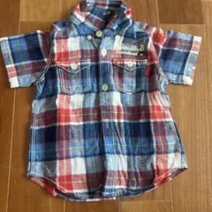 DOUBLE.B 半袖チェックシャツ 90