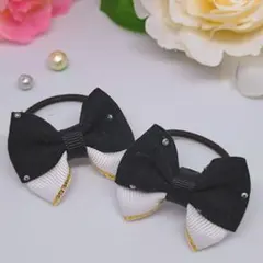 ハンドメイド　キッズ　リボンヘアゴムセット　✾シック&ビジュー✾20