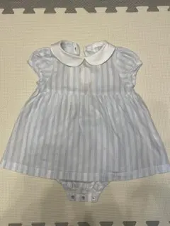 べべ、刺繍入りストライプワンピース