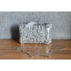 未使用 シルバー ビジュー装飾 パーティーバッグ ミニバッグ 鞄