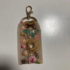 インド刺繍リボン花柄刺繍リップケース
