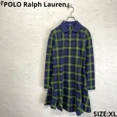 キッズ【POLO Ralph Lauren】チェック柄ポロワンピース　長袖　XL