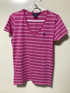 ハワイ palphlauren sport ピンクボーダー柄 Vネック 女物 Ｓのサムネイル