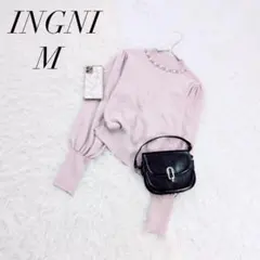 イングニ/ニット/パール装飾ハイネック/Mサイズ/ピンク/長袖