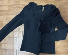 フリル付きブラック レースカーディガン　ボレロ　フォーマル