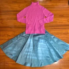 エメラルドグリーン　サーキュラースカート 古着