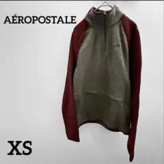 AÉROPOSTALE 【XS】 フリース グレー×ワインレッド 訳あり