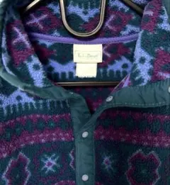 か*た様 エルエルビーン フリース スナップT 総柄　L.L.Bean 90s