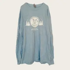 ギルダン 長袖Tシャツ クルーネック リブ袖 トナカイ L 水色 冬行事 希少のサムネイル