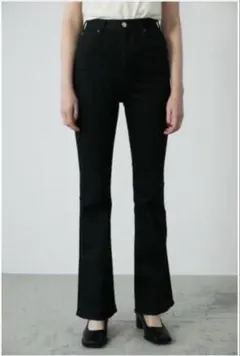MOUSSY マウジー ハイウエスト リバース フレア デニム ブラック 26
