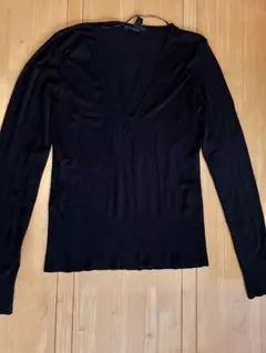 H&M Vネック 長袖ニット ブラック