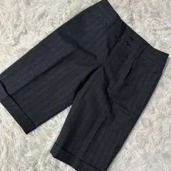 KUMIKYOKU ストライプ柄ハーフパンツ ブラック S2 日本製
