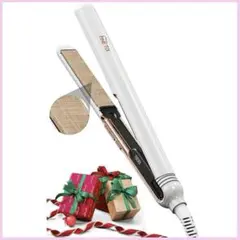 ヘアアイロン ストレート　カール　シルクプレート ロック式 美髪 White