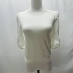 【訳あり】Apuweiser-riche ニットトップス ホワイト 七分袖 M