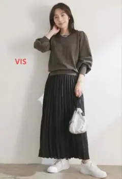 VIS プリーツスカートドッキングワンピース