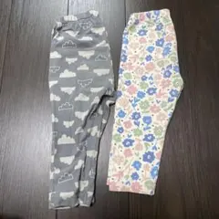 UNIQLO 雲柄　花柄　レギンス2点セット 110cm 七分丈