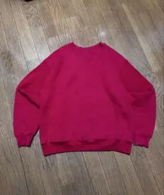 赤 クルーネック スウェット