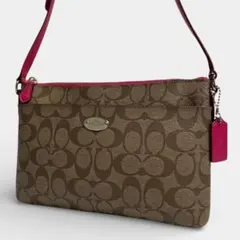 美品 COACH コーチ ショルダーバッグ シグネチャー ピンク f52657
