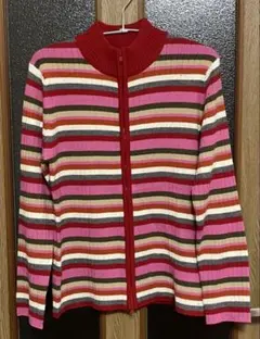 black dog ボーダーニット　ダブルジップ　L