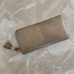 【GUCCI 】レザー長財布 タッセル付き ゴールド