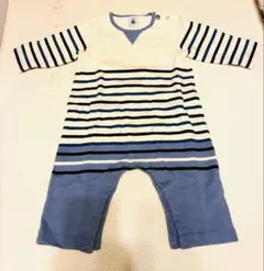 Petit Bateau ストライプロンパース 6m67cm