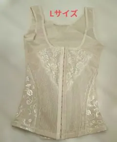 ベージュ　Lサイズ　花柄刺繍 メッシュ ボディスーツ　補正下着　新品