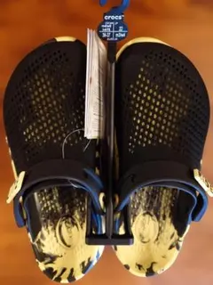 crocs LiteRide サンダル 22㎝ 黒/黄色マーブル
