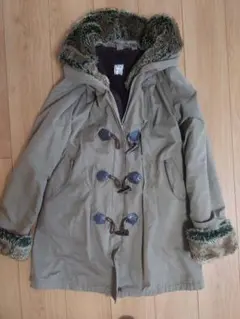 ファー付き カーキベージュ　モッズダッフルコート　　ファー取り外し可