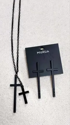 MURUA クロスネックレス & ピアスセット