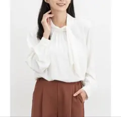 ハニーズ　アシメボウタイブラウス　L ブラウス　オフィスカジュアル