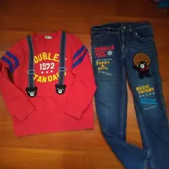 お値下げ 美品 140 2点ミキハウス ダブルB トレーナー パンツ