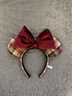 ミニーマウス風チェック柄カチューシャ