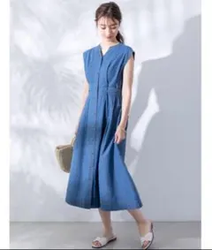 fifth ウエストマークデニムロングワンピース