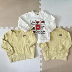 無印良品 あたまするっと スウェット 90 トレーナー 淡色 黄色　トミカ　車