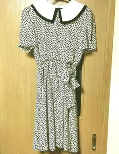 昭和 レトロ 北欧風 花柄 半袖ワンピース 襟着脱可 Vintage