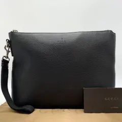 GUCCI グッチ クラッチバック ロゴ型押し セカンドバッグ ブラック メンズ